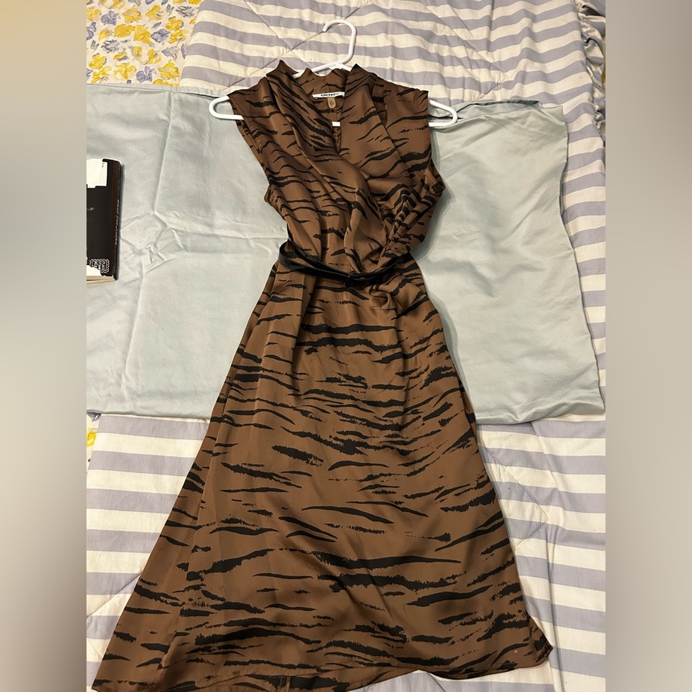 DKNYC Tiger Print Brown and Black Midi Dress